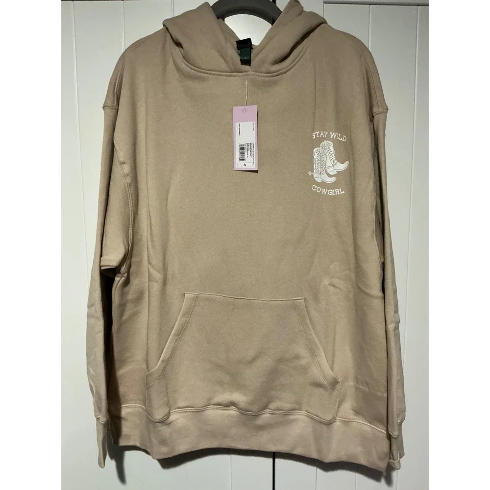 Wild Fable Womens Tan Stay Wild Cowgirl Graphic Hoodie Sweatshirt Size S - Picture 1 of 5